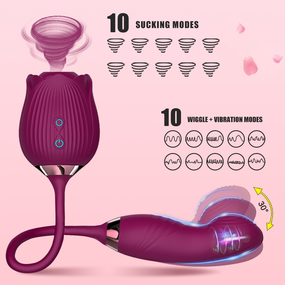 Lucifer On You - La rose 2.0 sextoy aspire clitoris avec supplément vibrant double plaisir
