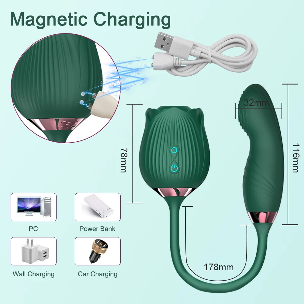 Lucifer On You - La rose 2.0 sextoy aspire clitoris avec supplément vibrant double plaisir