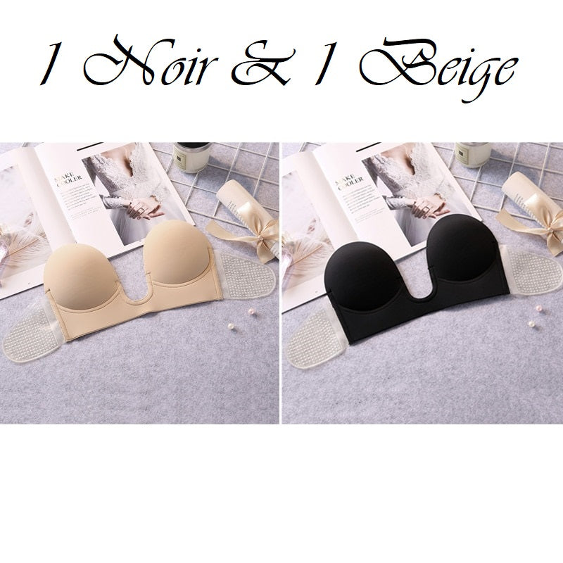 Lucifer On You - Soutien-gorge invisible noir bandeau adhésif dos nu et décolleté plongeant