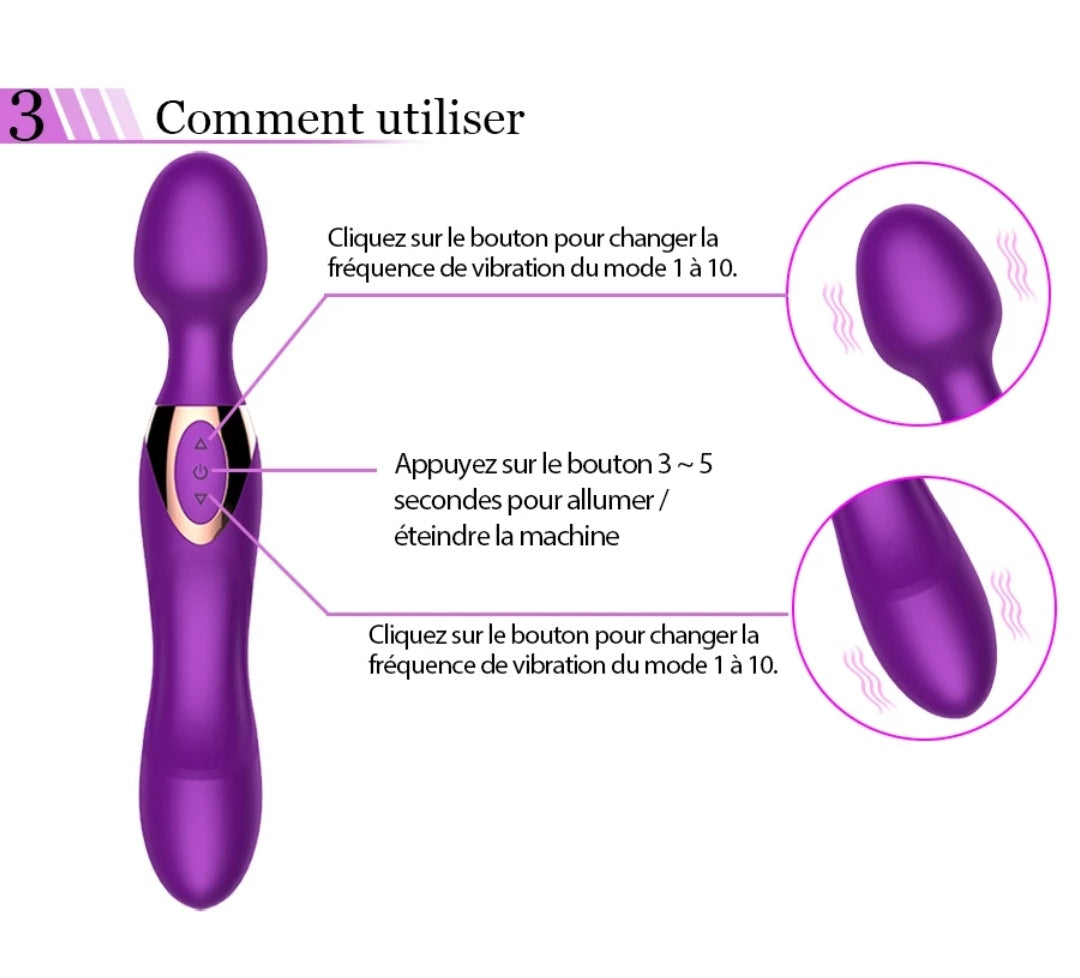Lucifer On You - Vibroflex Sextoy massage stimulateur point G et clitoris vibromasseur flexible god vibrant jouet sexuel waterproof silencieux rechargeable USB multipositions violet mode d'emploi