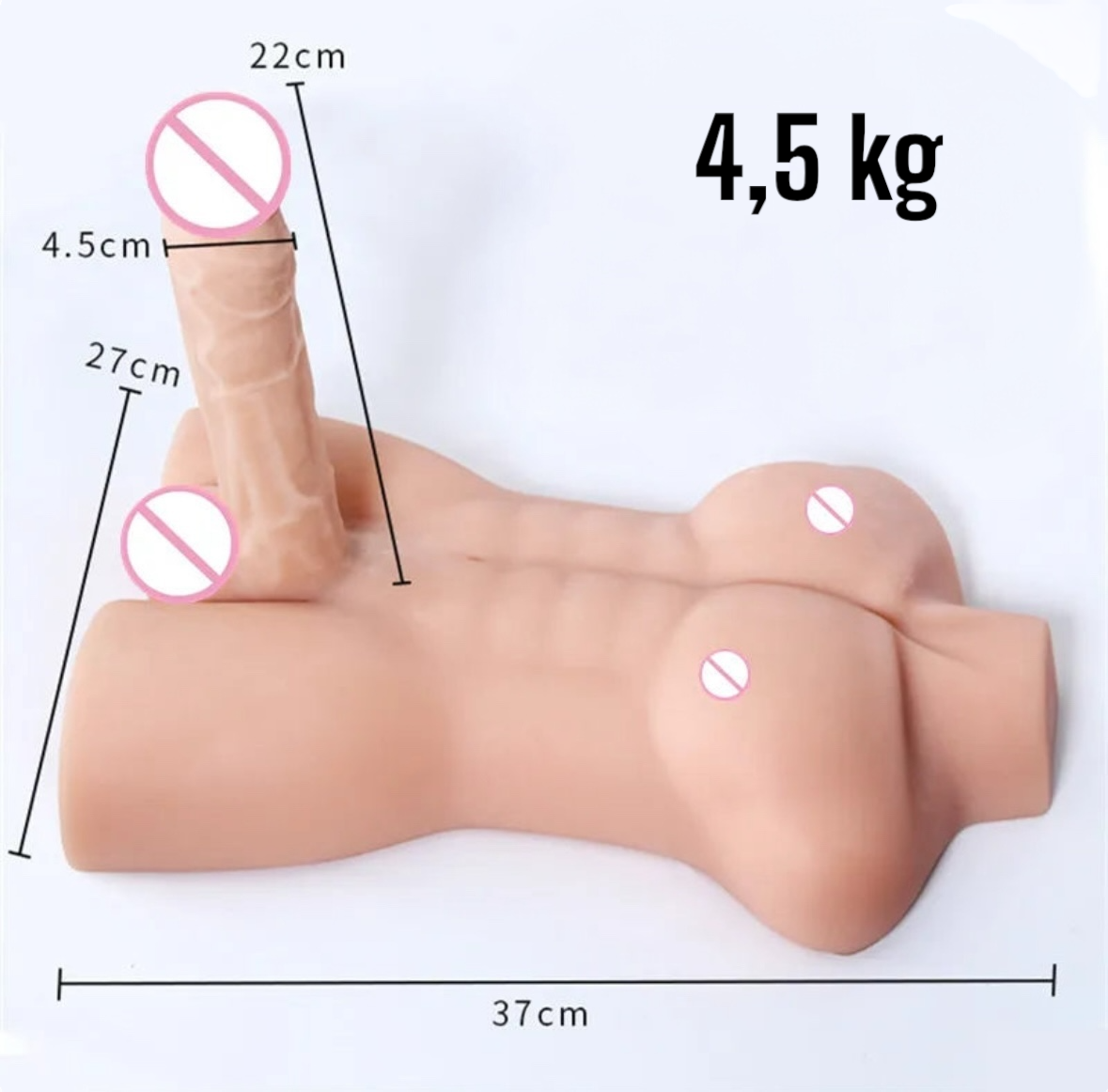 Torse masturbateur Buste Masculin – Édition XXL 4,5kg – Pénis 22 cm