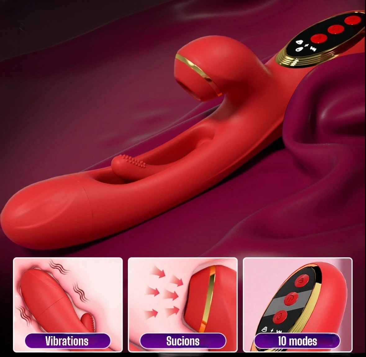 Sextoy triple stimulation Aspirant, vibrant et stimulateur de point G